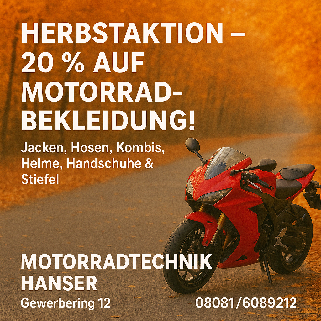 Herbstaktion – 20 % auf Motorradbekleidung